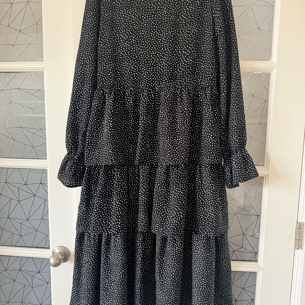 Elegant Black Polka Dot Dress